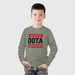 Лонгслив хлопковый детский Dota: таблички Ultimate и Best Player, цвет: авокадо — фото 2