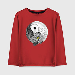 Лонгслив хлопковый детский Инь Янь по совиному, цвет: красный