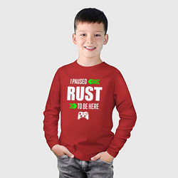 Лонгслив хлопковый детский I Paused Rust To Be Here с зелеными стрелками, цвет: красный — фото 2