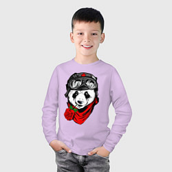 Лонгслив хлопковый детский Панда с розой во рту, цвет: лаванда — фото 2