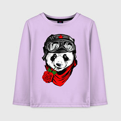 Лонгслив хлопковый детский Панда с розой во рту, цвет: лаванда