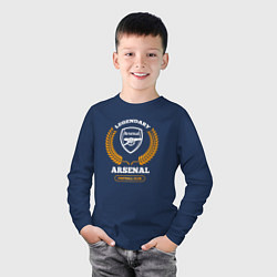 Лонгслив хлопковый детский Лого Arsenal и надпись Legendary Football Club, цвет: тёмно-синий — фото 2