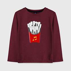Лонгслив хлопковый детский Картошка Фри Клавиши Фортепиано, цвет: меланж-бордовый