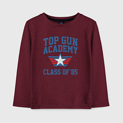 Лонгслив хлопковый детский TOP GUN Academy Class of 85, цвет: меланж-бордовый