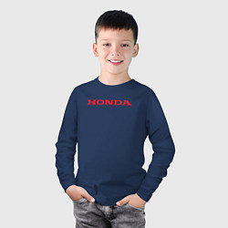 Лонгслив хлопковый детский HONDA ХОНДА LOGO спина, цвет: тёмно-синий — фото 2