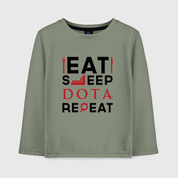 Лонгслив хлопковый детский Надпись: Eat Sleep Dota Repeat, цвет: авокадо