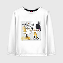 Лонгслив хлопковый детский Мама и дочка с мороженым держатся за руки надпись, цвет: белый