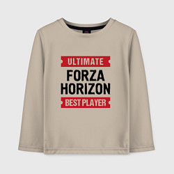 Лонгслив хлопковый детский Forza Horizon: таблички Ultimate и Best Player, цвет: миндальный