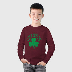 Лонгслив хлопковый детский Basketball - Celtics, цвет: меланж-бордовый — фото 2