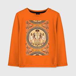 Лонгслив хлопковый детский Vintage Arabesque Decoration Звериный орнамент, цвет: оранжевый