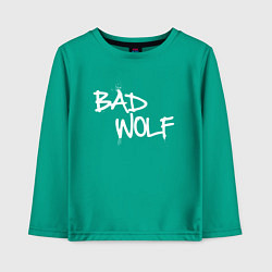 Лонгслив хлопковый детский Bad Wolf злой волк, цвет: зеленый