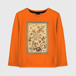 Лонгслив хлопковый детский A Floral Fantasy of Animals and Birds Звери и птиц, цвет: оранжевый