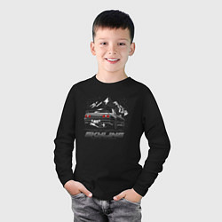 Лонгслив хлопковый детский Nissan Skyline Скайлайн, цвет: черный — фото 2