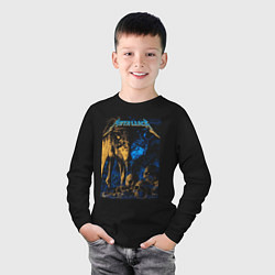 Лонгслив хлопковый детский Metallica Плакат волки, цвет: черный — фото 2