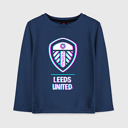 Лонгслив хлопковый детский Leeds United FC в стиле Glitch, цвет: тёмно-синий