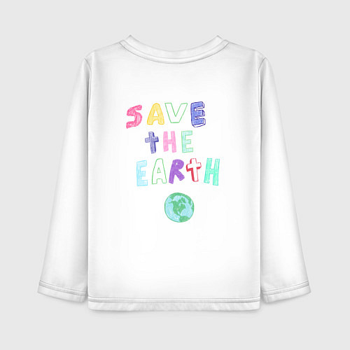 Детский лонгслив Save the earth эко дизайн карандашом / Белый – фото 2