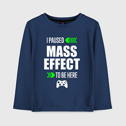 Лонгслив хлопковый детский I Paused Mass Effect To Be Here с зелеными стрелка, цвет: тёмно-синий