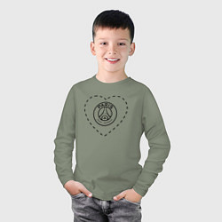 Лонгслив хлопковый детский Лого PSG в сердечке, цвет: авокадо — фото 2