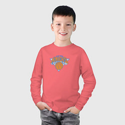 Лонгслив хлопковый детский Нью-Йорк Никс NBA, цвет: коралловый — фото 2