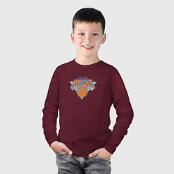 Лонгслив хлопковый детский Нью-Йорк Никс NBA, цвет: меланж-бордовый — фото 2