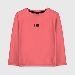 Лонгслив хлопковый детский Boss Black Text, цвет: коралловый