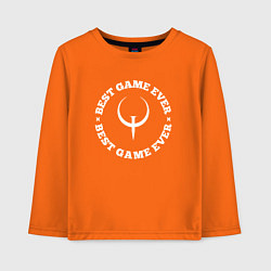 Лонгслив хлопковый детский Символ Quake и круглая надпись Best Game Ever, цвет: оранжевый