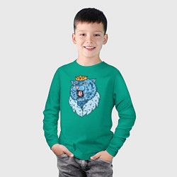 Лонгслив хлопковый детский The King of the Ice Tigers, цвет: зеленый — фото 2
