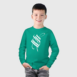 Лонгслив хлопковый детский Stigmata эмблема, цвет: зеленый — фото 2