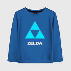 Лонгслив хлопковый детский Символ Zelda в неоновых цветах, цвет: синий
