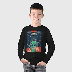 Лонгслив хлопковый детский Mars Alien, цвет: черный — фото 2