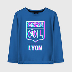 Лонгслив хлопковый детский Lyon FC в стиле Glitch, цвет: синий