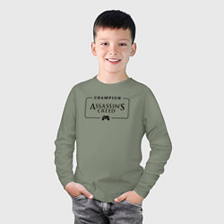 Лонгслив хлопковый детский Assassins Creed Gaming Champion: рамка с лого и дж, цвет: авокадо — фото 2