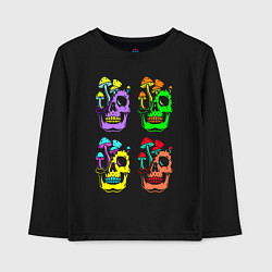 Лонгслив хлопковый детский Skulls Pop art, цвет: черный
