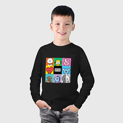 Лонгслив хлопковый детский BT21 BTS к-поп, цвет: черный — фото 2