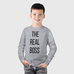 Лонгслив хлопковый детский The real boss!, цвет: меланж — фото 2