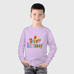 Лонгслив хлопковый детский Happy birthday greetings, цвет: лаванда — фото 2