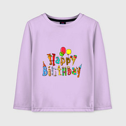 Лонгслив хлопковый детский Happy birthday greetings, цвет: лаванда