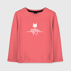 Лонгслив хлопковый детский Stray ровный логотип, цвет: коралловый