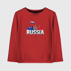 Лонгслив хлопковый детский Russia объемный текст, цвет: красный