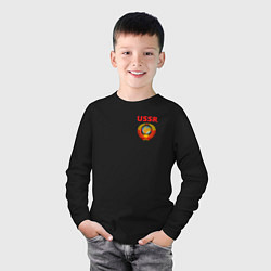 Лонгслив хлопковый детский USSR логотип, цвет: черный — фото 2