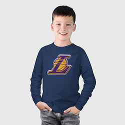 Лонгслив хлопковый детский ЛА Лейкерс объемное лого, цвет: тёмно-синий — фото 2