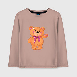 Лонгслив хлопковый детский Милый плюшевый медвеженок, цвет: пыльно-розовый