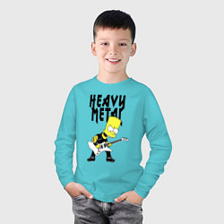 Лонгслив хлопковый детский Барт Симпсон - heavy metal, цвет: бирюзовый — фото 2