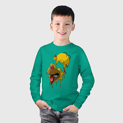Лонгслив хлопковый детский Гомер Симпсон - сюрреализм, цвет: зеленый — фото 2
