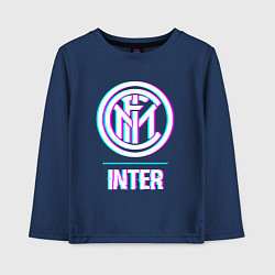 Лонгслив хлопковый детский Inter FC в стиле glitch, цвет: тёмно-синий