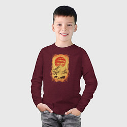 Лонгслив хлопковый детский Бездорожье и медведи, цвет: меланж-бордовый — фото 2