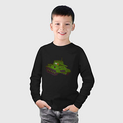Лонгслив хлопковый детский Самый обычный танк, цвет: черный — фото 2