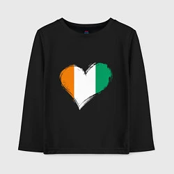 Лонгслив хлопковый детский Сердце - Ирландия, цвет: черный