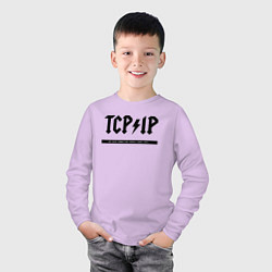 Лонгслив хлопковый детский TCPIP Connecting people since 1972, цвет: лаванда — фото 2