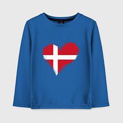 Лонгслив хлопковый детский Сердце - Дания, цвет: синий